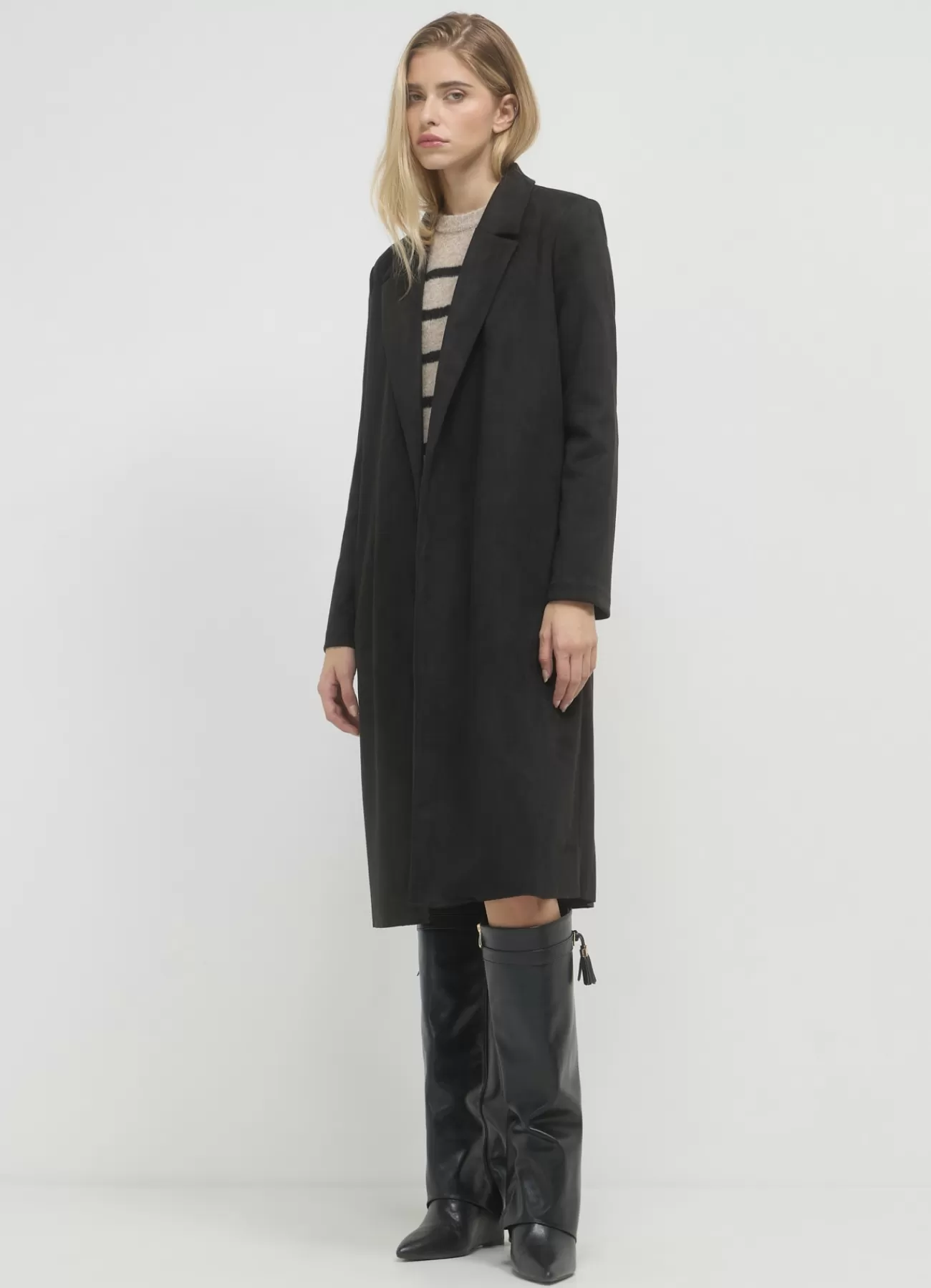 CALLIOPE Cappotto Effetto Scamosciato Ultrablack Cheap