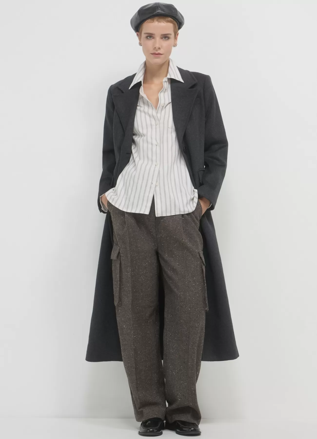 CALLIOPE Cappotto Lungo Monopetto Antracite melange Fashion