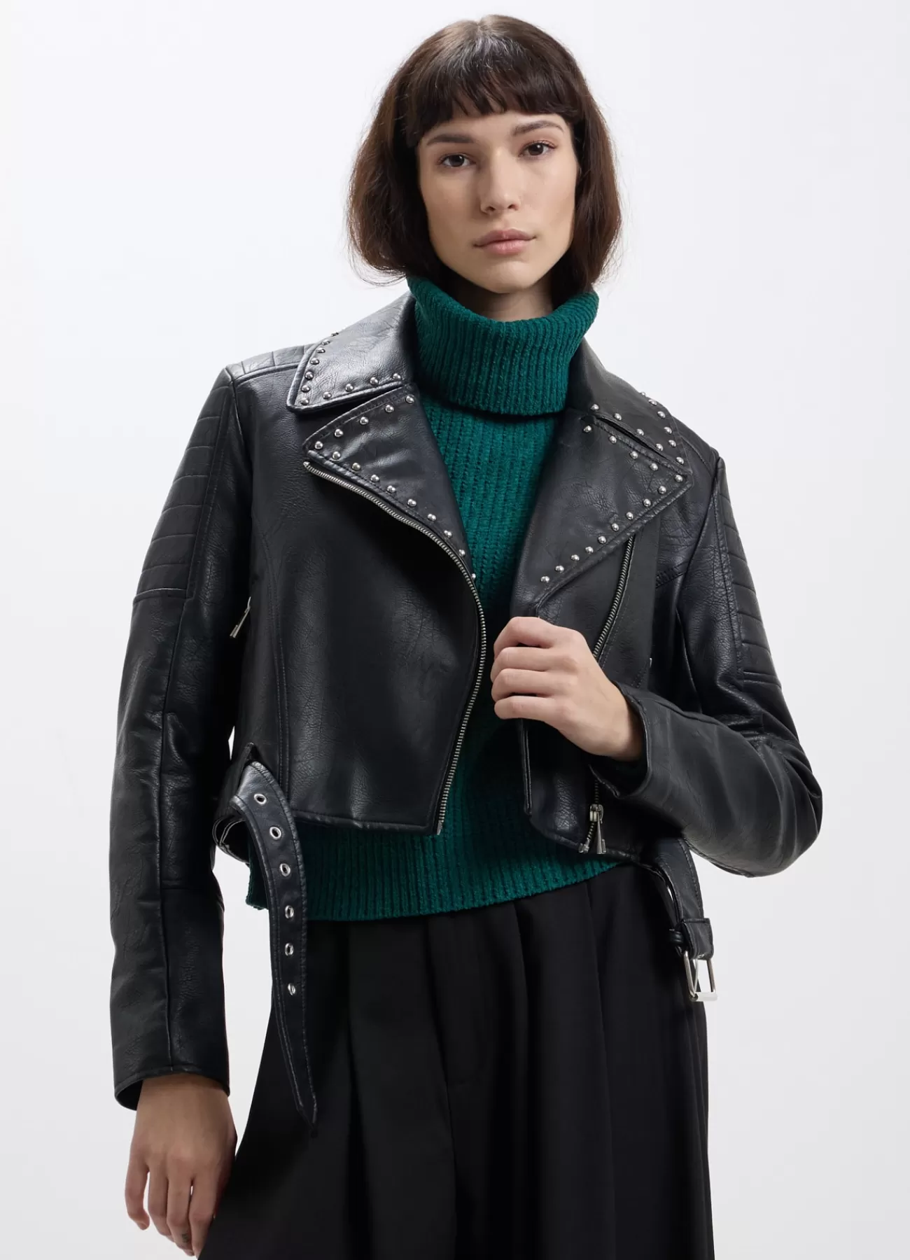 CALLIOPE Chiodo Con Borchie Ultrablack New