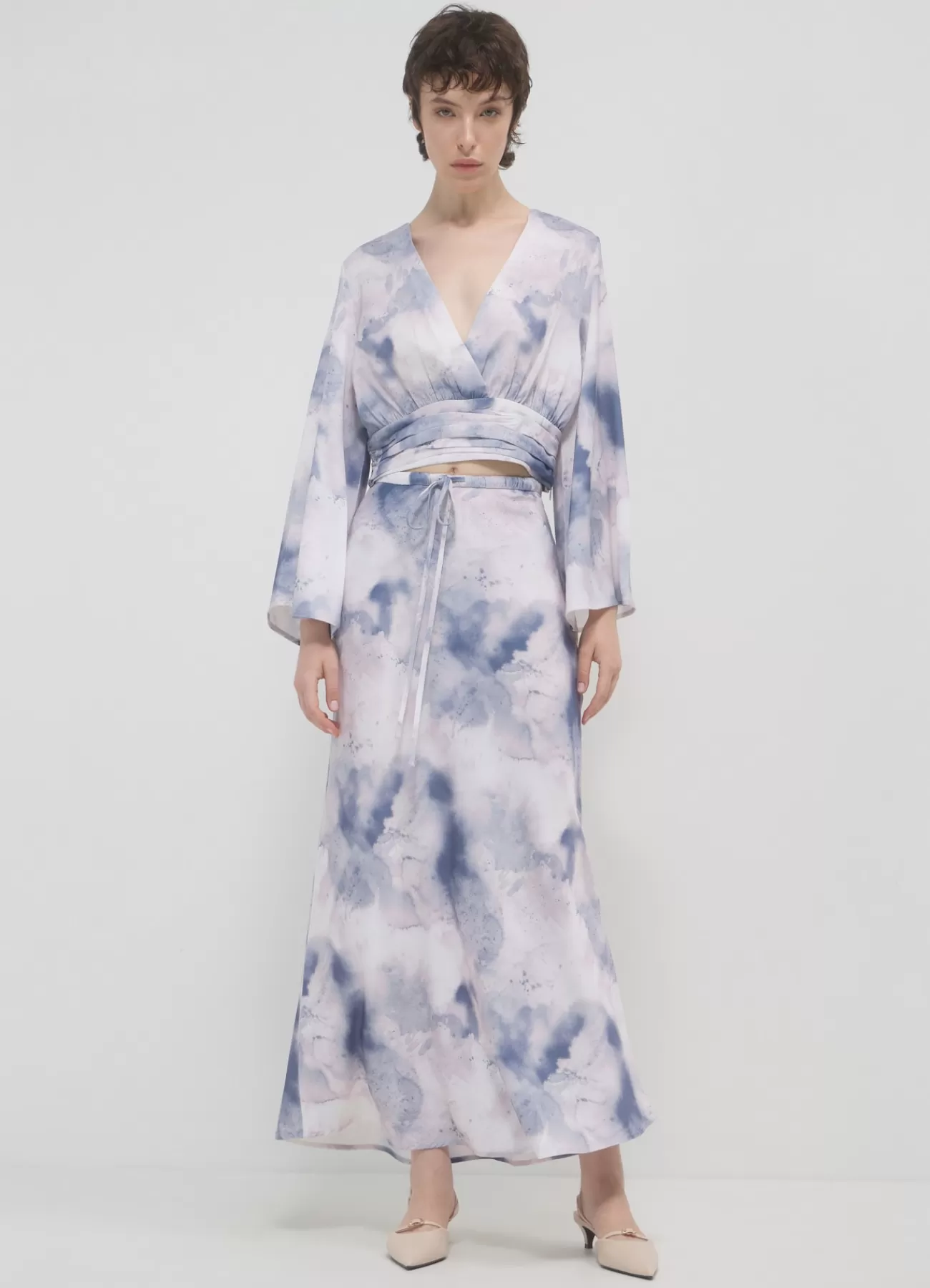 CALLIOPE Gonna Midi Simil Satin Fanatsia Var rosa chiaro Outlet